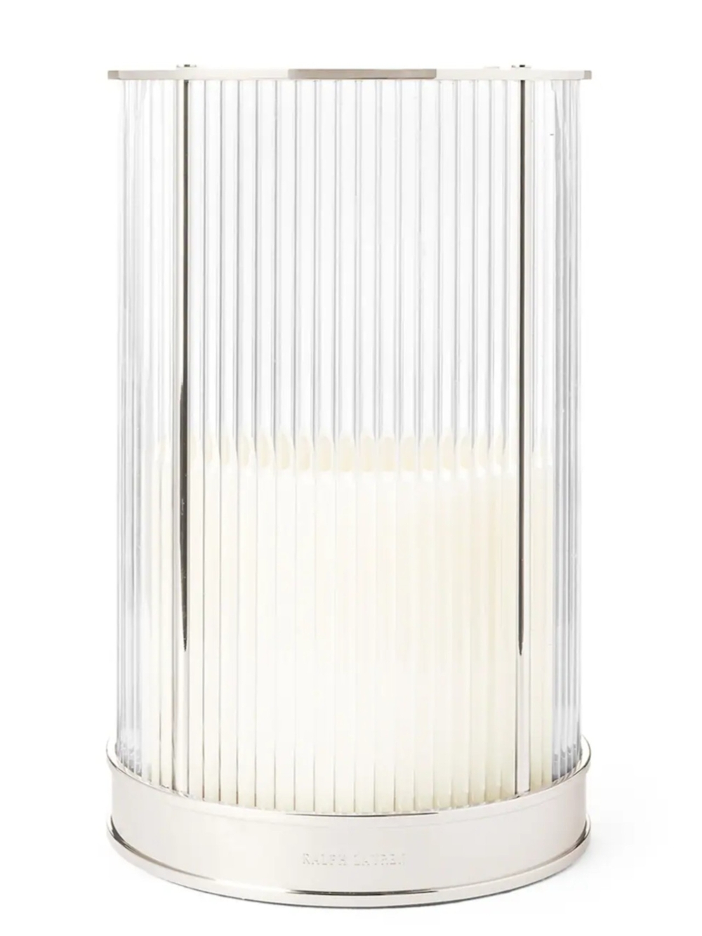 Ralph Lauren Home Allen Polished Nickel Crystal Rod Hurricane Candle Holder